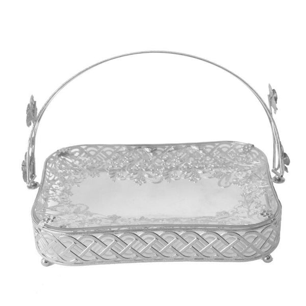 Deco Silver Metal Rectangle Serving Tray Fruit Basket (Ctn Box 8 units)