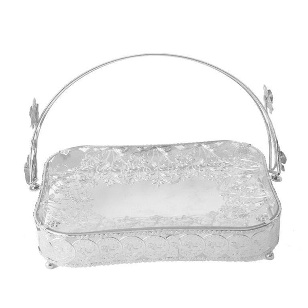 Deco Silver Metal Rectangle Serving Tray Fruit Basket (Ctn Box 8 units)