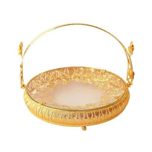 Deco Gold Metal Round Serving Tray Fruit Basket (Ctn Box 8 units)