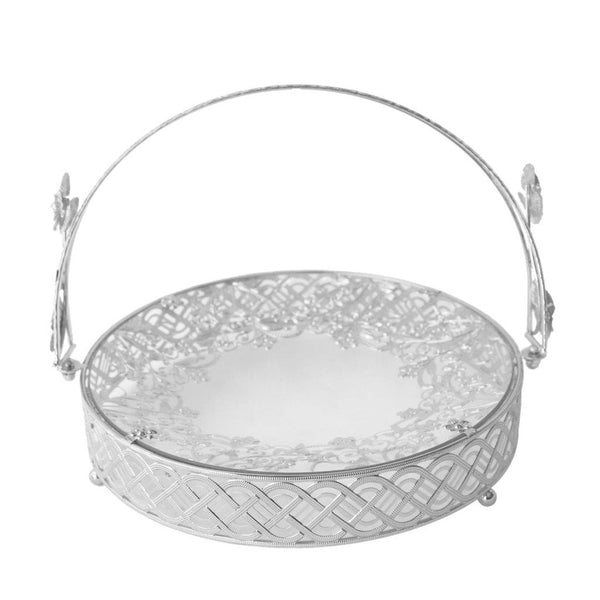 Deco Silver Metal Round Serving Tray Fruit Basket (Ctn Box 8 units)