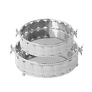 Deco Silver Metal Round Serving Tray Fruit Basket Set of 2 Pcs (Ctn Box 10 units)