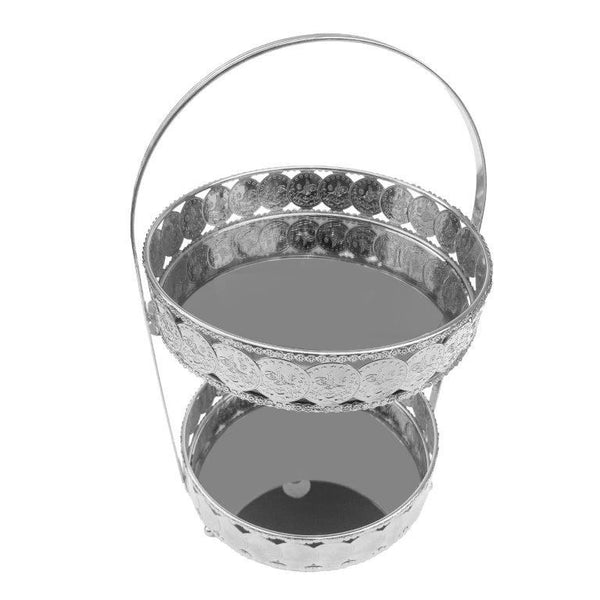 Engraved Deco Gift Basket Fruit Plate Nuts and Chocolates Serving Tray 2 Tier 25*40 cm (Ctn Box 10 units)