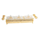 Metal Deco Gold Candy Box Nuts and Chocolates 2 Slot Serving Tray with Lid  47*11.5*10 cm (Ctn Box 8 units)