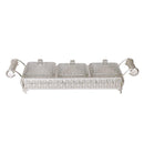 Metal Deco Silver Candy Box Nuts and Chocolates 2 Slot Serving Tray with Lid  47*11.5*10 cm (Ctn Box 8 units)