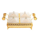Metal Deco Gold Candy Box Nuts and Chocolates 4 Slot Serving Tray with Lid  35*25*8 cm (Ctn Box 6 units)