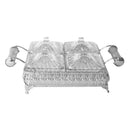 Metal Deco Silver Candy Box Nuts and Chocolates 4 Slot Serving Tray with Lid  35*25*8 cm (Ctn Box 6 units)