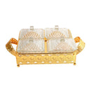 Metal Deco Gold Candy Box Nuts and Chocolates 4 Slot Serving Tray with Lid  35*25*8 cm (Ctn Box 6 units)