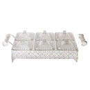 Metal Deco Silver Candy Box Nuts and Chocolates 6 Slot Serving Tray with Lid  47*24*10 cm (Ctn Box 6 units)
