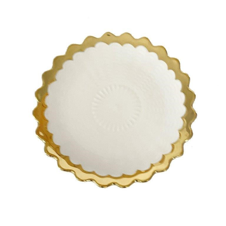 White Ceramic Gold Rim Tableware Round Serving Dish Plate 15X15X2 cm (Ctn Box 60 units)