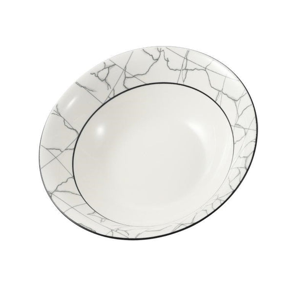 White Ceramic Abstract Print Tableware Round Serving Dish Bowl 8 cm (Ctn Box 50 units)