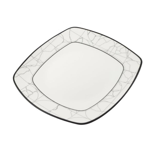 White Ceramic Abstract Print Tableware Rectangle Serving Dish Plate 10.5 cm (Ctn Box 36 units)