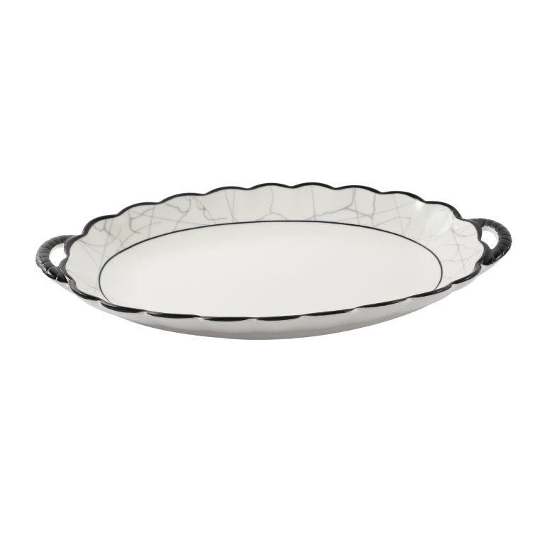 Abstract Print Ceramic Tableware Oval Serving Dish Plate 12.5 cm (Ctn Box 36 units)