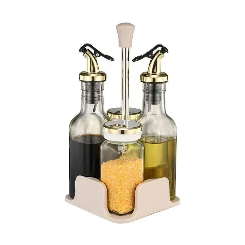 Gold and Transparent Spice Rack and Seasoning Jar Set of 4 Pcs 100 ml/150 ml (Ctn Box 24 units)