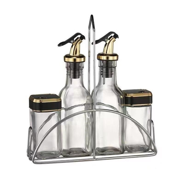 Gold and Transparent Spice Rack and Seasoning Jar Set of 4 Pcs 100 ml/150 ml (Ctn Box 24 units)