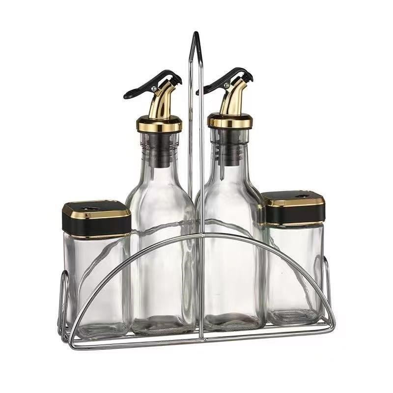 Gold and Transparent Spice Rack and Seasoning Jar Set of 4 Pcs 100 ml/150 ml (Ctn Box 24 units)