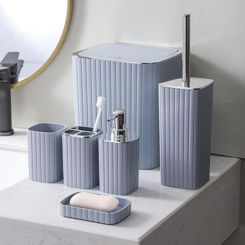 Complete Bathroom Accessories Soap Dispenser Toothbrush Holder Set of 6 Pcs**   (Ctn Box 12 units)