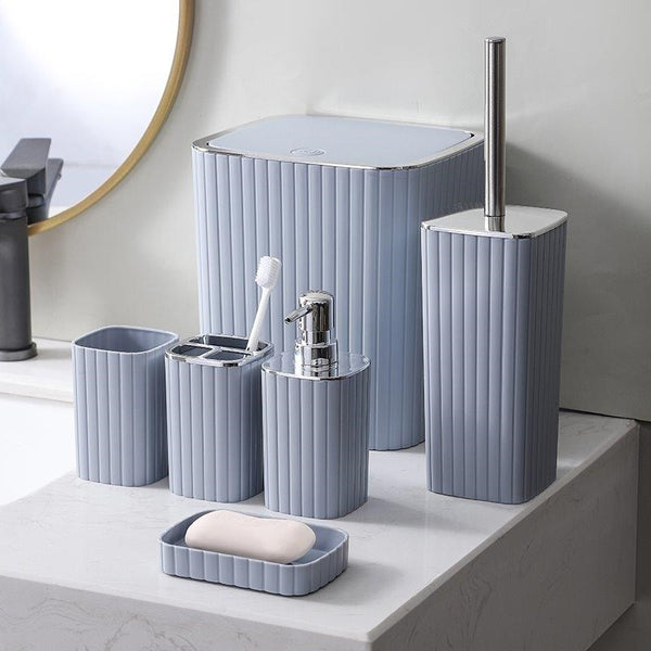 Complete Bathroom Accessories Soap Dispenser Toothbrush Holder Set of 6 Pcs**   (Ctn Box 12 units)