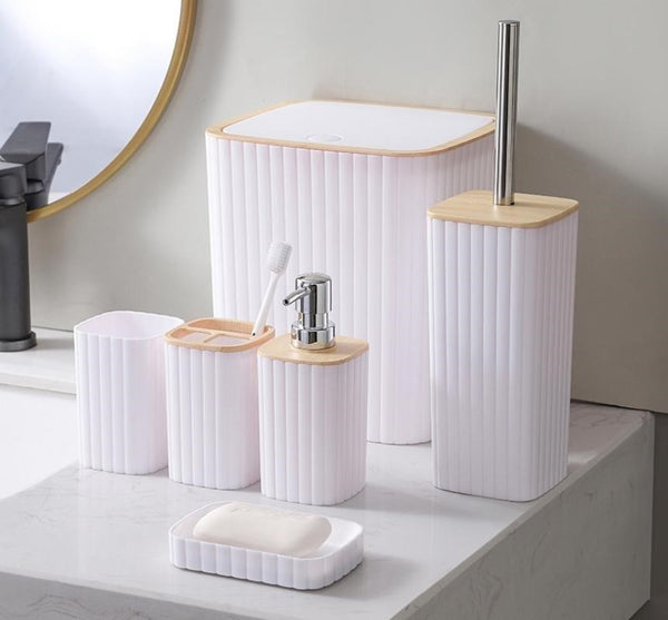 Complete Bathroom Accessories Soap Dispenser Toothbrush Holder Set of 6 Pcs**   (Ctn Box 12 units)