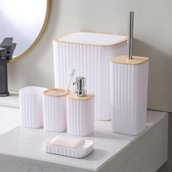 Complete Bathroom Accessories Soap Dispenser Toothbrush Holder Set of 6 Pcs**   (Ctn Box 12 units)