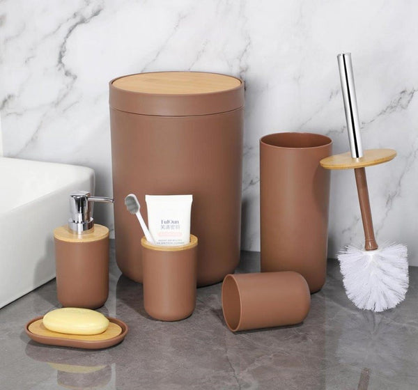 Complete Bathroom Accessories Soap Dispenser Toothbrush Holder Set of 6 Pcs**   (Ctn Box 12 units)