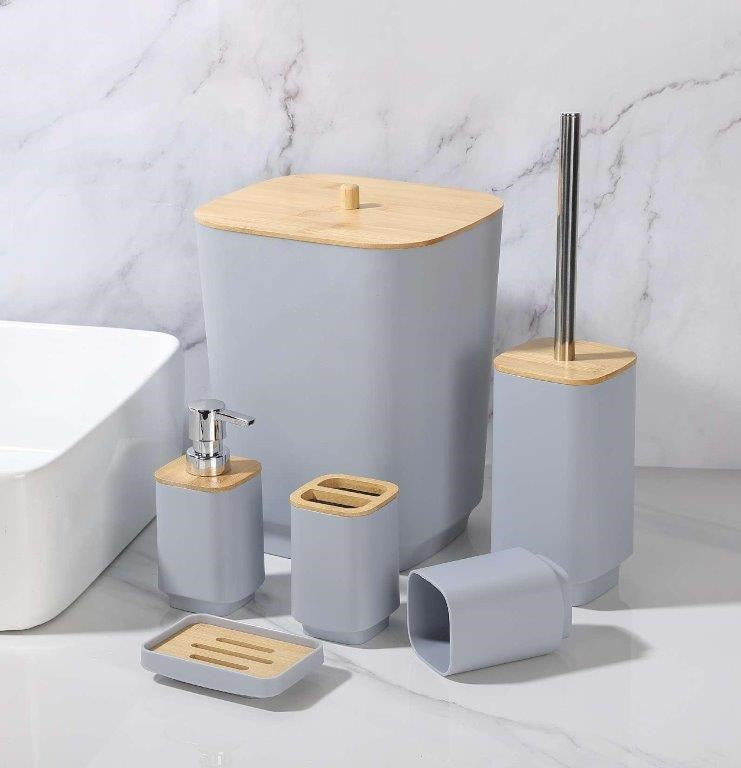 Complete Bathroom Accessories Soap Dispenser Toothbrush Holder Set of 6 Pcs**   (Ctn Box 12 units)