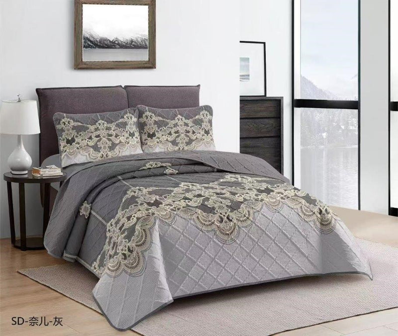 Elegant Design Comforter Bedspread Bedding Set Bed Cover with Pillowcase Set of 3 pcs Bed Cover 220*240 cm Pillowcase 50*70 cm   (Ctn Box 17 units)