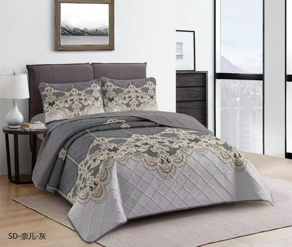 Elegant Design Comforter Bedspread Bedding Set Bed Cover with Pillowcase Set of 3 pcs Bed Cover 220*240 cm Pillowcase 50*70 cm   (Ctn Box 17 units)