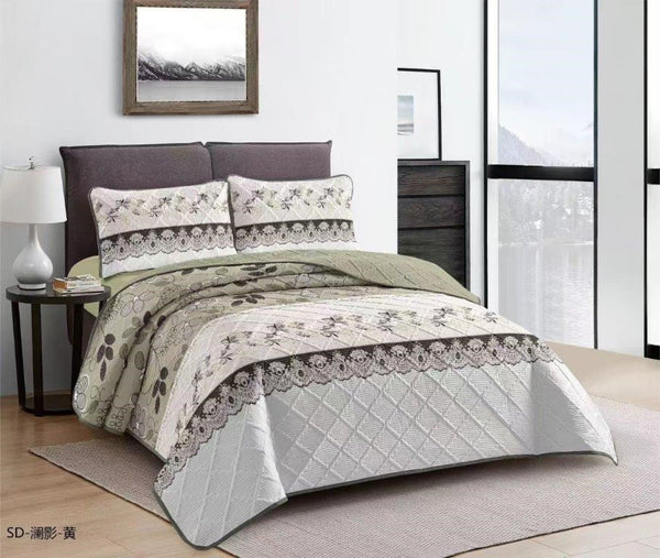 Elegant Design Comforter Bedspread Bedding Set Bed Cover with Pillowcase Set of 3 pcs Bed Cover 220*240 cm Pillowcase 50*70 cm   (Ctn Box 17 units)