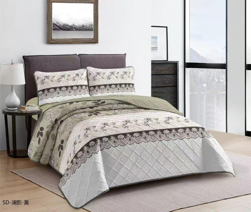 Elegant Design Comforter Bedspread Bedding Set Bed Cover with Pillowcase Set of 3 pcs Bed Cover 220*240 cm Pillowcase 50*70 cm   (Ctn Box 17 units)