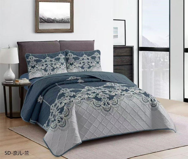 Elegant Design Comforter Bedspread Bedding Set Bed Cover with Pillowcase Set of 3 pcs Bed Cover 220*240 cm Pillowcase 50*70 cm   (Ctn Box 17 units)