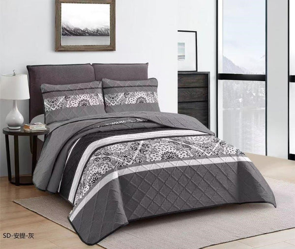 Elegant Design Comforter Bedspread Bedding Set Bed Cover with Pillowcase Set of 3 pcs Bed Cover 220*240 cm Pillowcase 50*70 cm   (Ctn Box 17 units)