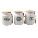 Ceramic Canister Set/3 Pcs with Wooden Tray 10*14 cm