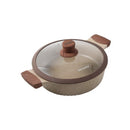 Beige Marble Non Stick Shallow Pot Casserole 30cm