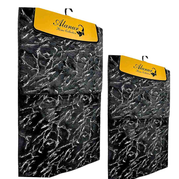 Soft Cotton Non Slip Rectangle Abstract Design Bathmat Set of 2 Big - 96*60 small 50*60