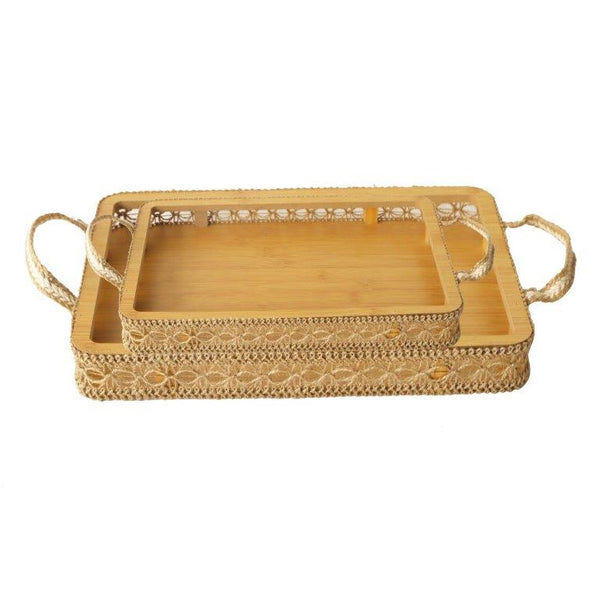 Abstract Deco Food Tray MDF Rectangle Serving Tray Set of 2 Pcs (Ctn Box 12 units)