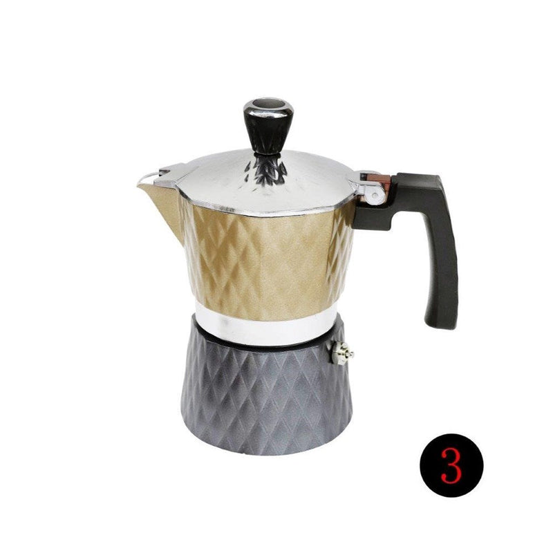 Italian Style Stove Top Espresso Coffee Maker 3 Cup Random Mix Design 250 ml