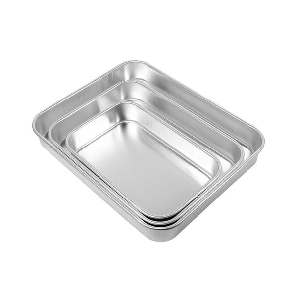 Rectangle Oven Baking Tray Aluminium Set 3 Pcs Set 26*17/31*23/36*28 cm