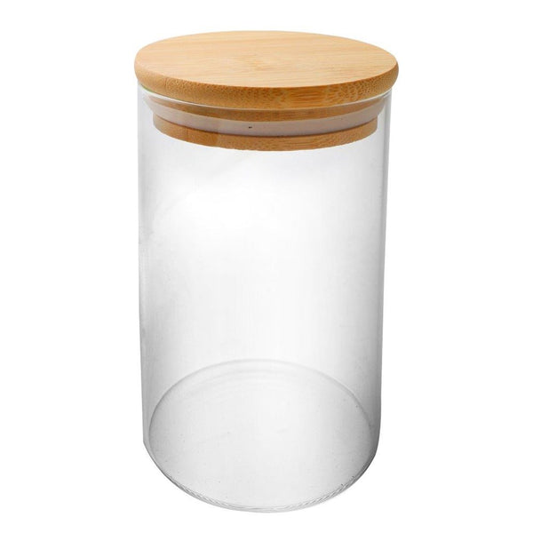 Airtight Glass Canister Storage Jar Bamboo Lid 8.5*20 cm