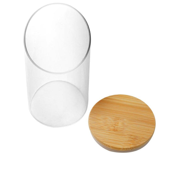 Airtight Glass Canister Storage Jar Bamboo Lid 8.5*20 cm