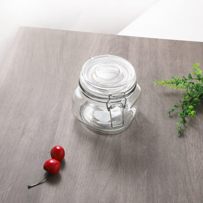 Airtight Glass Clip Top Round Storage Jar 10.5*9.5 cm