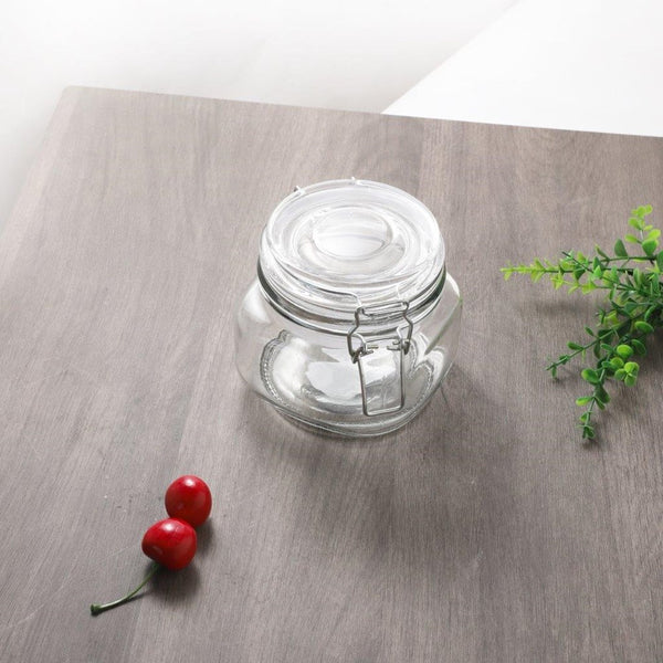 Airtight Glass Clip Top Round Storage Jar 10.5*9.5 cm