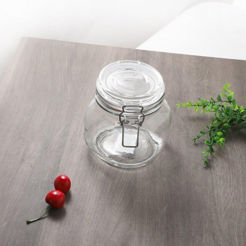 Airtight Glass Clip Top Round Storage Jar 12.5*9.5 cm