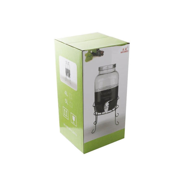 Glass beverage Dispenser with Stand and Tap 4 Litre 25*10.8 cm