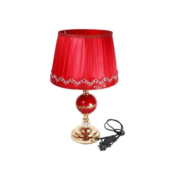 Home Decor Bedside Reading Desktop Table Lamp Brown Base Red Shade 52*30 cm
