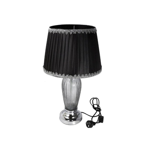 Home Decor Bedside Reading Desktop Table Lamp Silver Base Black Shade 53*30 cm