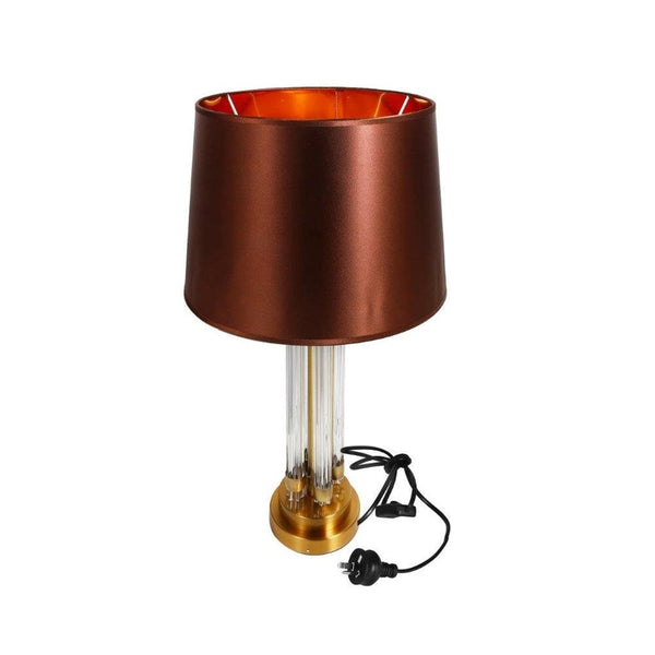 Home Decor Bedside Reading Table Lamp Gold Base Maroon Shade 35*64 cm