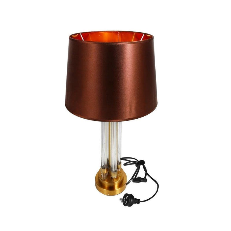 Home Decor Bedside Reading Table Lamp Gold Base Maroon Shade 35*64 cm