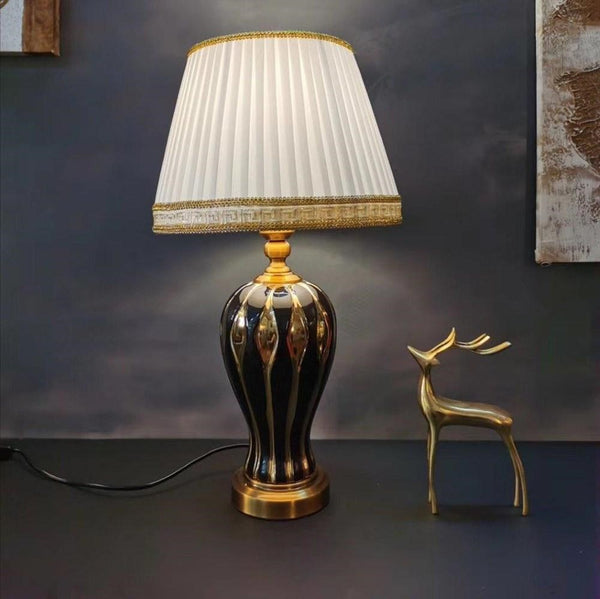 Home Decor Bedside Reading Table Lamp Brown Base White Shade 35*60 cm