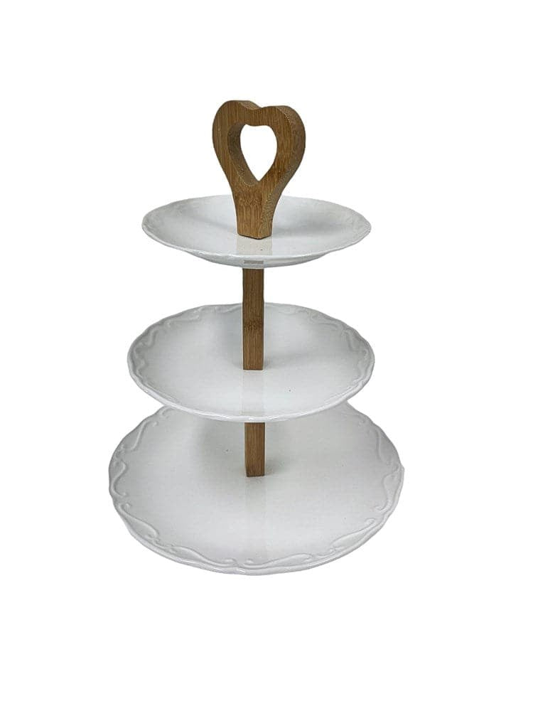 Ceramic Cake Stand Fruit Platter 3 Tier 6.5inch+7.5inch+10inch with Gift Box