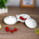 Compact Ceramic Nut Bowl with Lid 2 Slot 10 inch